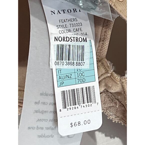 Natori Feathers Convertible Bra Size 32C Style 731023 Color Cafe No Slip Lace - Picture 4 of 8